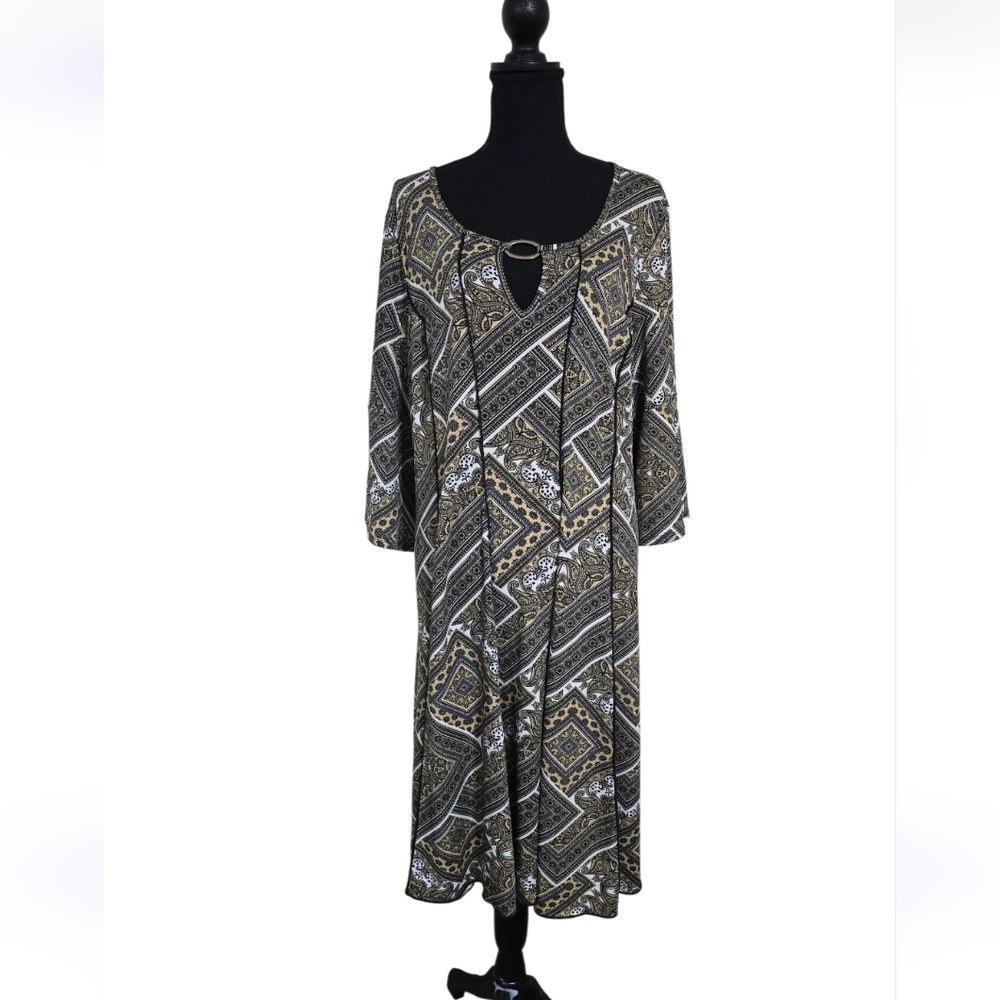 #1321 Cato  Elegant Geometric Patterned Dress